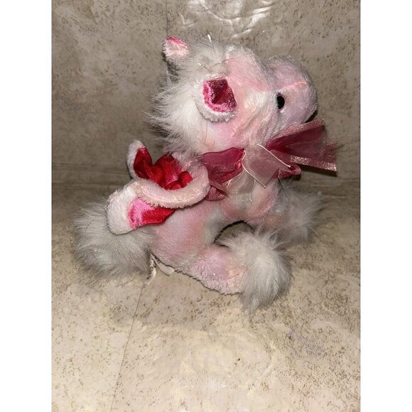 Dan Dee Pink Flying Horse Pegasus Unicorn Plush 7" Stuffed Animal With Bow - Picture 5 of 11